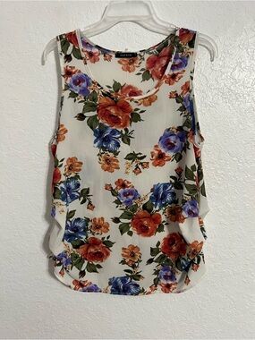 Paypaya Women's Top  Blouse Floral Size L Sleeveless #17